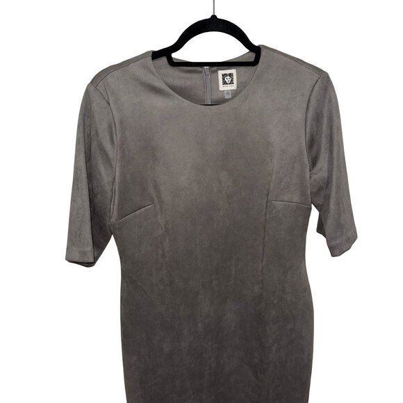 Anne Klein Women's Gray Faux Suede/Felt Midi Sheath Dress Sz 8 NWT - Picture 3 of 13